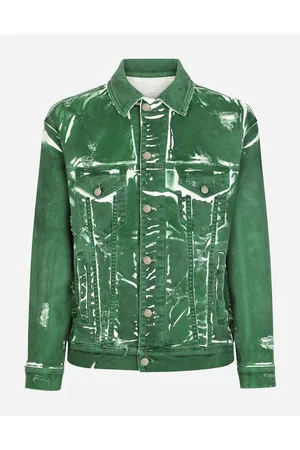 Dolce & Gabbana Jeansjacke Aus Überfärbtem Stretchmaterial - Mann Jeans Gr�n Denim 52