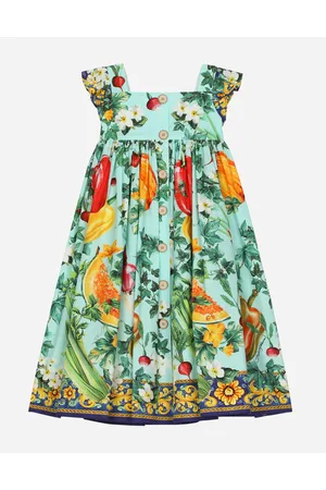 Dolce & Gabbana Langes Kleid Aus Popeline Farmer-print - Frau 2 Years