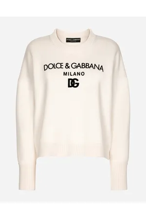 Dolce & Gabbana Pullover Aus Kaschmir Mit Geflocktem Dg-logo - Frau Strickwaren Wei� 36