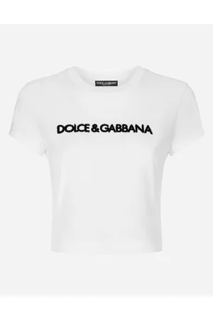 Dolce & Gabbana Kurzes T-shirt Mit Dg-logo - Frau T-shirts Und Sweatshirts Wei� Baumwolle 36