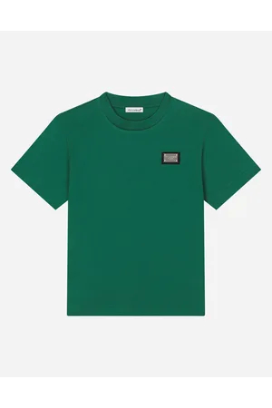 Dolce & Gabbana T-shirt Aus Jersey Mit Logoplakette - Mann T-shirts Und Sweatshirts Gr�n Baumwolle 4 Years