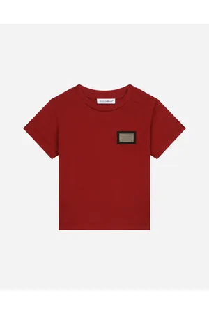 Dolce & Gabbana T-shirt Aus Jersey Mit Logoplakette - Mann Tops Bordeaux Baumwolle 3/6 Months