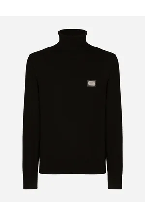 Dolce & Gabbana Rollkragenpullover Wolle Mit Logoplakette - Mann Strickwaren Wolle 44