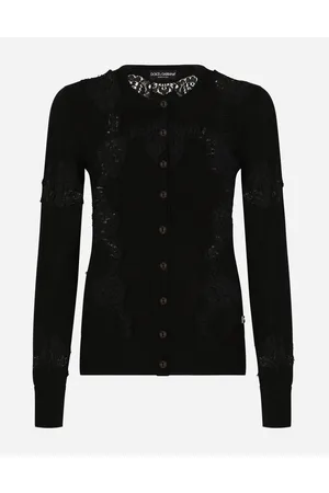 Dolce & Gabbana Cardigan Aus Kaschmir Und Seide Mit Intarsien Aus Spitze - Frau Strickwaren 36