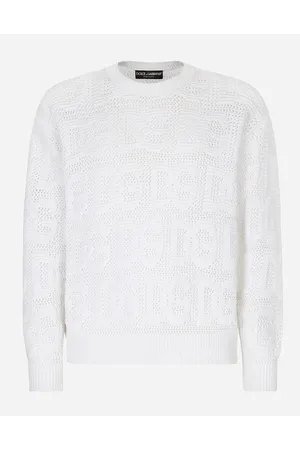 Dolce & Gabbana Pullover Aus Baumwolle Mit Dg-jacquardmuster All Over - Mann Strickwaren Wei� Baumwolle 48