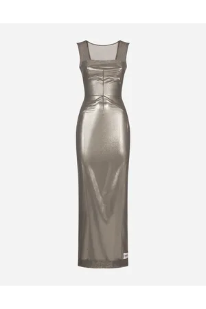 Dolce & Gabbana Kim Long Foiled Jersey And Tulle Dress - Frau Kleider 36