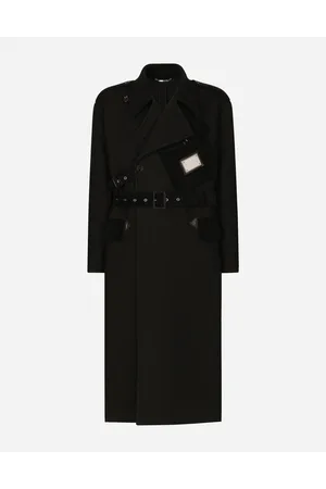 Dolce & Gabbana Zweireihiger Trenchcoat Aus Wollstoff Logoetikett - Mann Mäntel Und Jacken Wolle 46