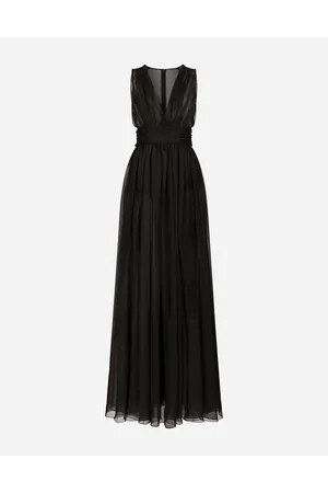 Dolce & Gabbana Langes Kleid Aus Chiffon Mit Drapiertem Gürtel - Frau Kleider 36