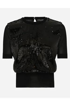 Dolce & Gabbana Kurzarm-pullover Mit Paillettenstickerei - Frau Strickwaren 36