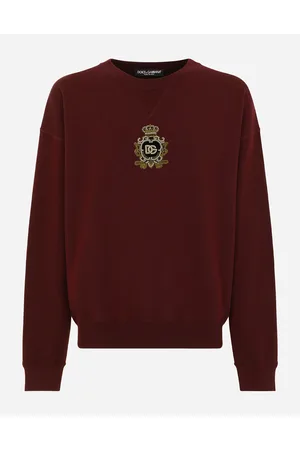 Dolce & Gabbana Strick-sweatshirt Aus Wolle Und Kaschmir Mit Dg-patch - Mann Strickwaren Bordeaux Wolle S