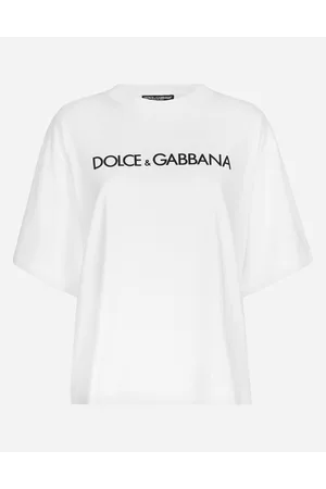 Dolce & Gabbana Kurzarm-t-shirt Aus Baumwolle Mit -schriftzug - Frau T-shirts Und Sweatshirts Wei� Baumwolle Xxs