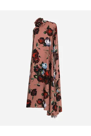 Dolce & Gabbana Asymmetrisches Kleid Aus Charmeuse Vintage-rosenprint - Frau Kleider 36