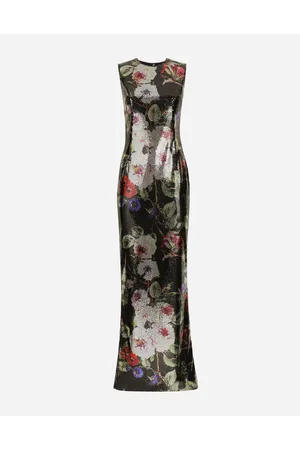 Dolce & Gabbana Langes Paillettenkleid Rosengarten- - Frau Kleider 36