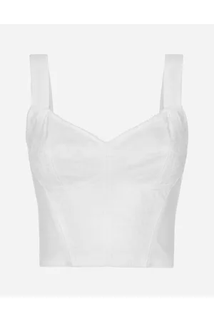 Dolce & Gabbana Shaper Corset Bustier In Lace And Jacquard - Frau Blusen Und Tops Wei� Satin 40