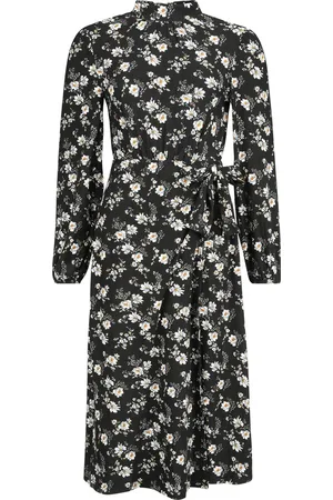 QED London Daisy Tie Wrap Side Split Midi Dress Mittellanges Kleid weiß