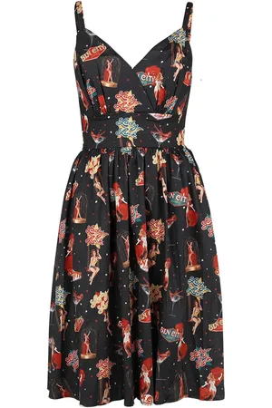 Voodoo Vixen Las Vegas Print Flare Dress Mittellanges Kleid