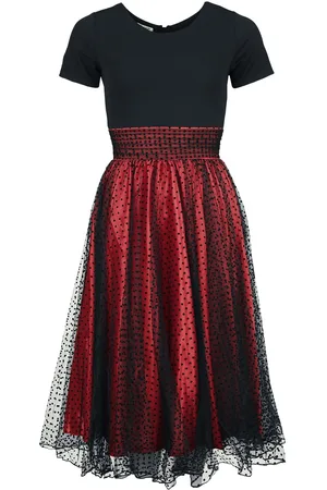 Belsira Retrokleid mit Punkten Mittellanges Kleid rot