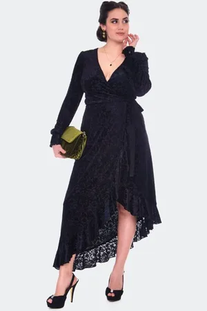 Voodoo Vixen Devore Long Sleeve Wrap Dress Mittellanges Kleid