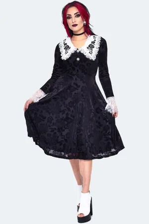 Jawbreaker Velvet Lace Collar Dress Mittellanges Kleid weiß