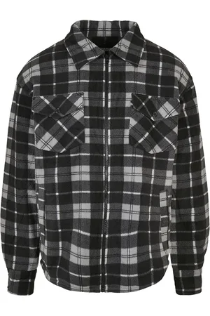 Urban classics Plaid Teddy Lined Shirt Jacket Winterjacke weiß