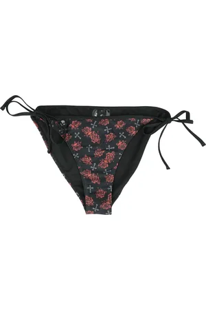 Rock Rebel Bikini Pants With Cross And Roses Alloverprint Bikini-Unterteil