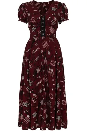 Hell Bunny Doomed Dress Langes Kleid schwarz weiß