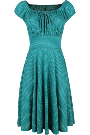 Voodoo Vixen Tessy Green Gathered Dress Mittellanges Kleid
