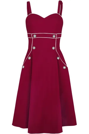 Voodoo Vixen Claudia Red Seaside Dress Mittellanges Kleid