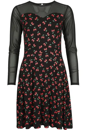 Rock Rebel Mesh Dress with Cherries Mittellanges Kleid
