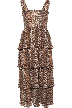 Ganni Midikleid mit Leoparden-Print