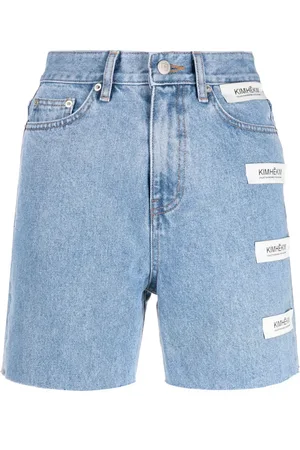KIMHEKIM Hoch sitzende Jeans-Shorts mit Logo-Patch