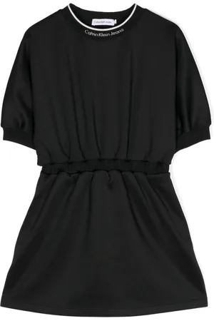 Calvin Klein Kurzärmeliges Kleid mit glänzendem Logo-Band