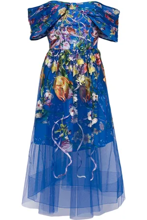 Marchesa Notte Ribbons Midikleid aus Tüll