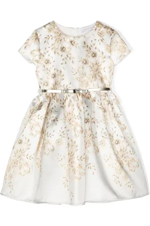 MONNALISA Mikado Twill-Kleid mit Ramage-Print