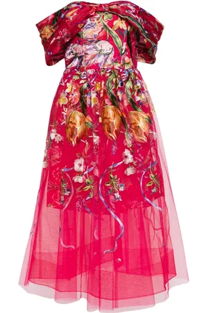 Marchesa Notte Ribbons Midikleid aus Tüll