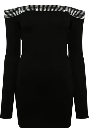 DAVID KOMA Schulterfreies Kleid mit Kristallen