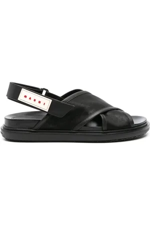 Marni Flache Sandalen mit Logo-Patch