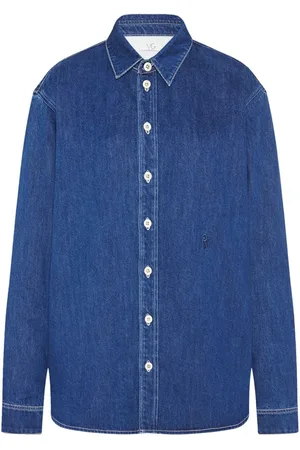 ROSETTA GETTY X Violet Getty Jeanshemd mit spitzem Kragen
