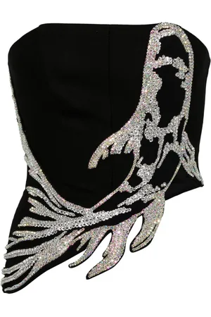 DAVID KOMA Cropped-Top mit Koi Fish-Applikation