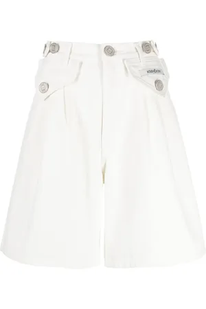 KIMHEKIM Hoch sitzende Jeans-Shorts mit Logo-Patch