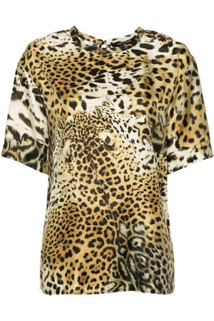 Roberto Cavalli Seidenbluse mit Leoparden-Print