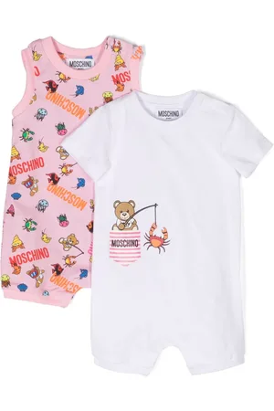 Moschino 2er-Pack kurze Strampler mit Teddy-Print