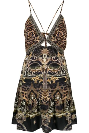 Camilla Minikleid aus Seide mit Leoparden-Print