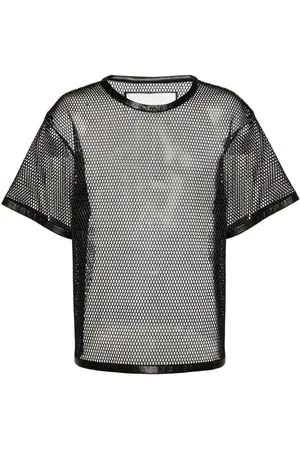 Jil Sander Perforiertes T-Shirt mit Lederbesatz
