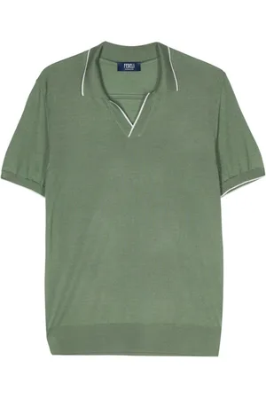 FEDELI Fein gestricktes Wave Poloshirt