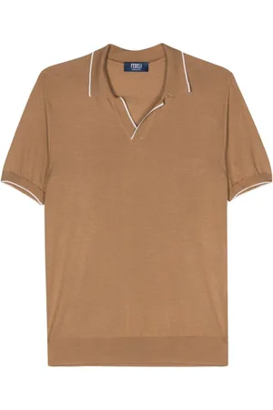 FEDELI Fein gestricktes Wave Poloshirt