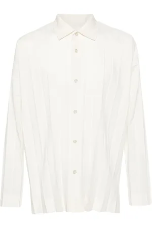 Issey Miyake Edge Faltenhemd mit klassischem Kragen