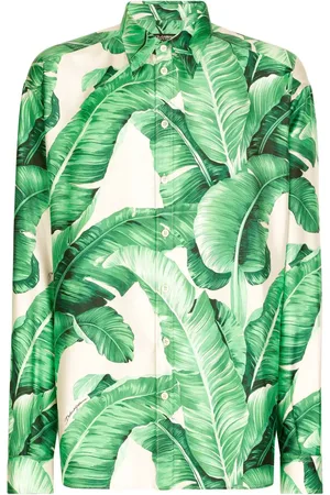 Dolce & Gabbana Seidenhemd mit Blatt-Print