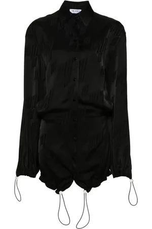 The Attico Satin-Minikleid mit Logo-Jacquard