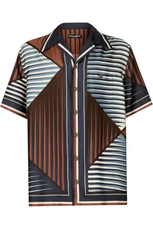Dolce & Gabbana Seiden-Hawaiihemd mit geometrischem Print